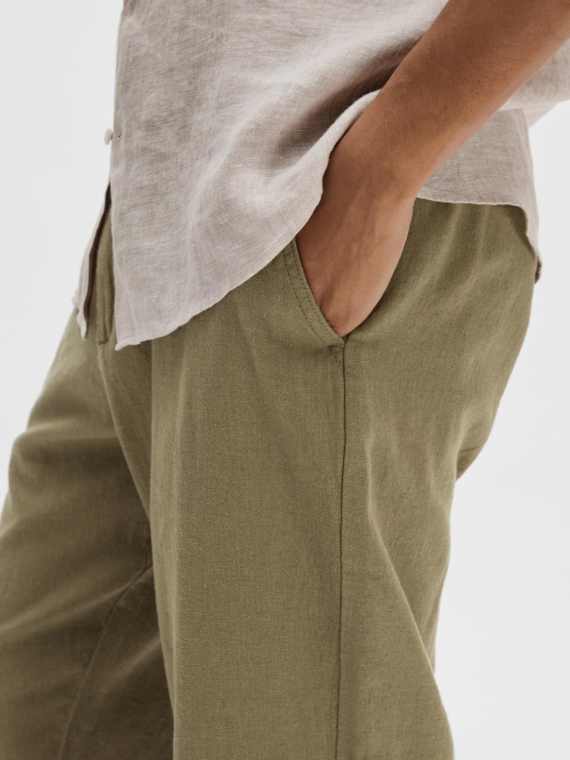 SLH Linnen pants Burnt Olive