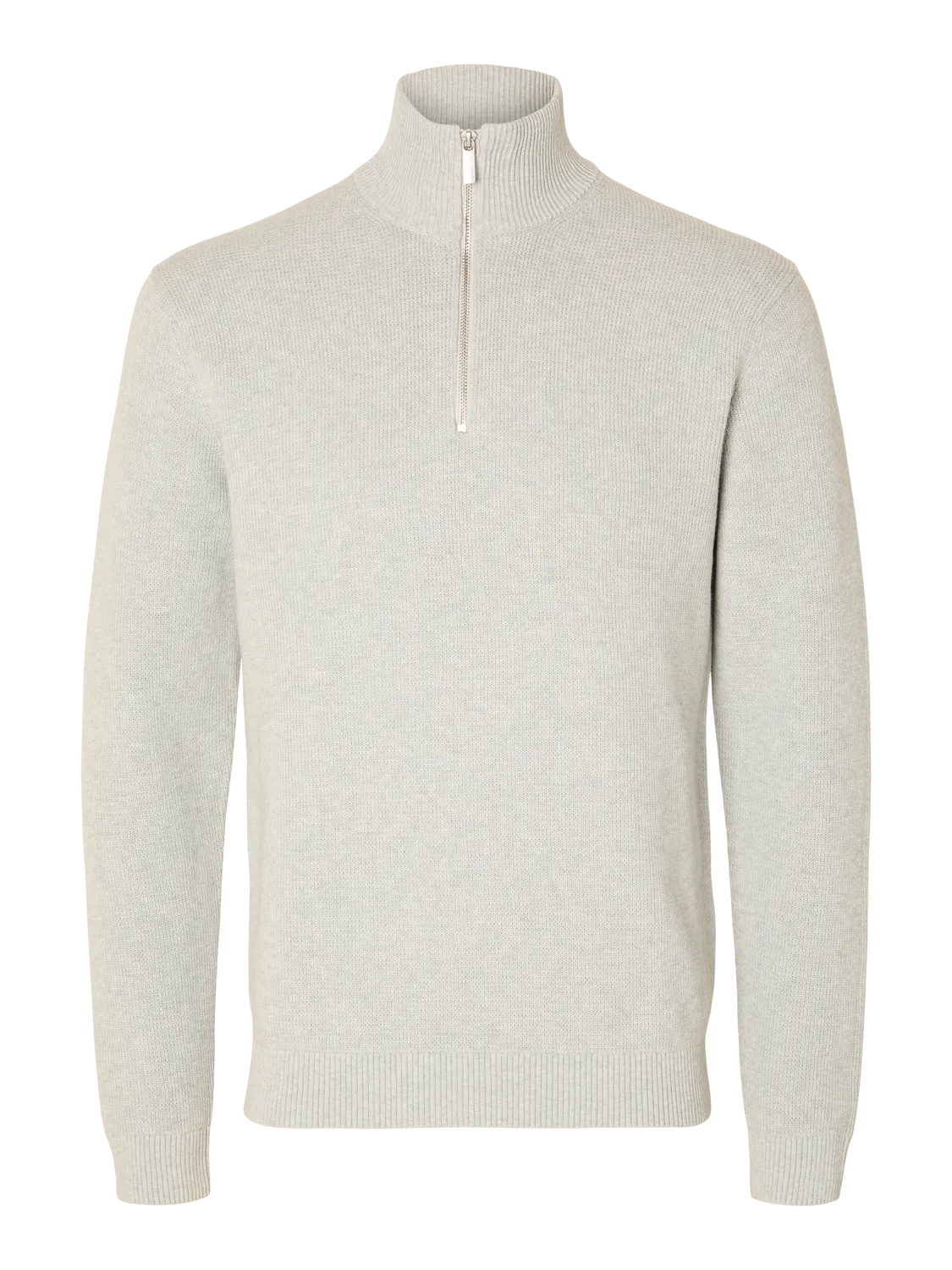 SLHDANE LS KNIT STRUCTURE HALF ZIP NOOS - Light Grey