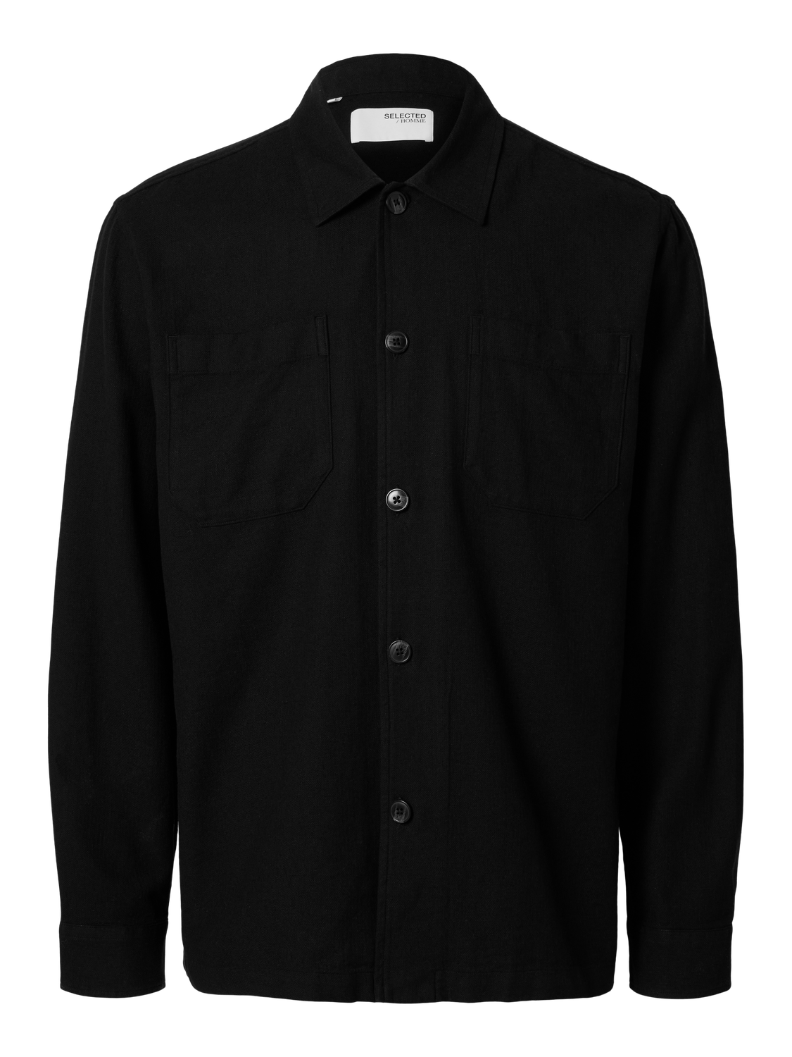 SLH Brody Linen Overshirt Black