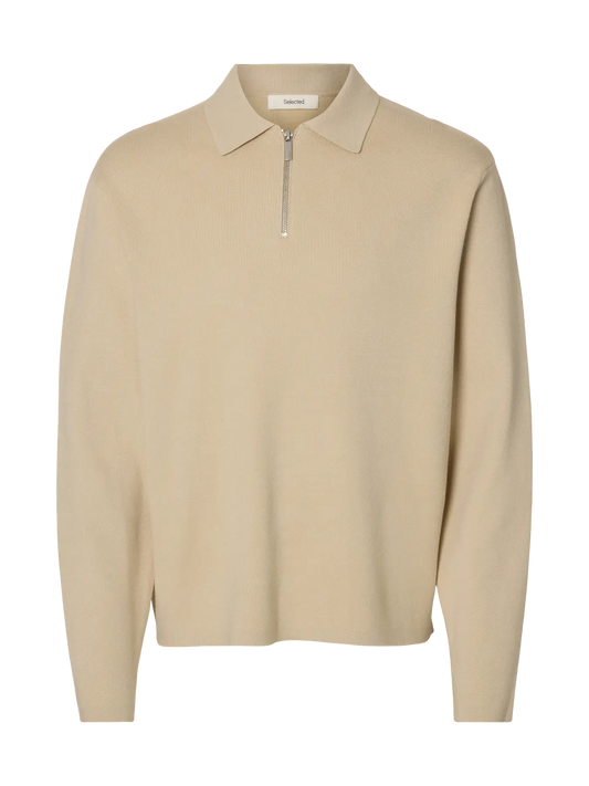SELECTED - SLHTELLER FN RELAXED HALF ZIP POLO NOOS