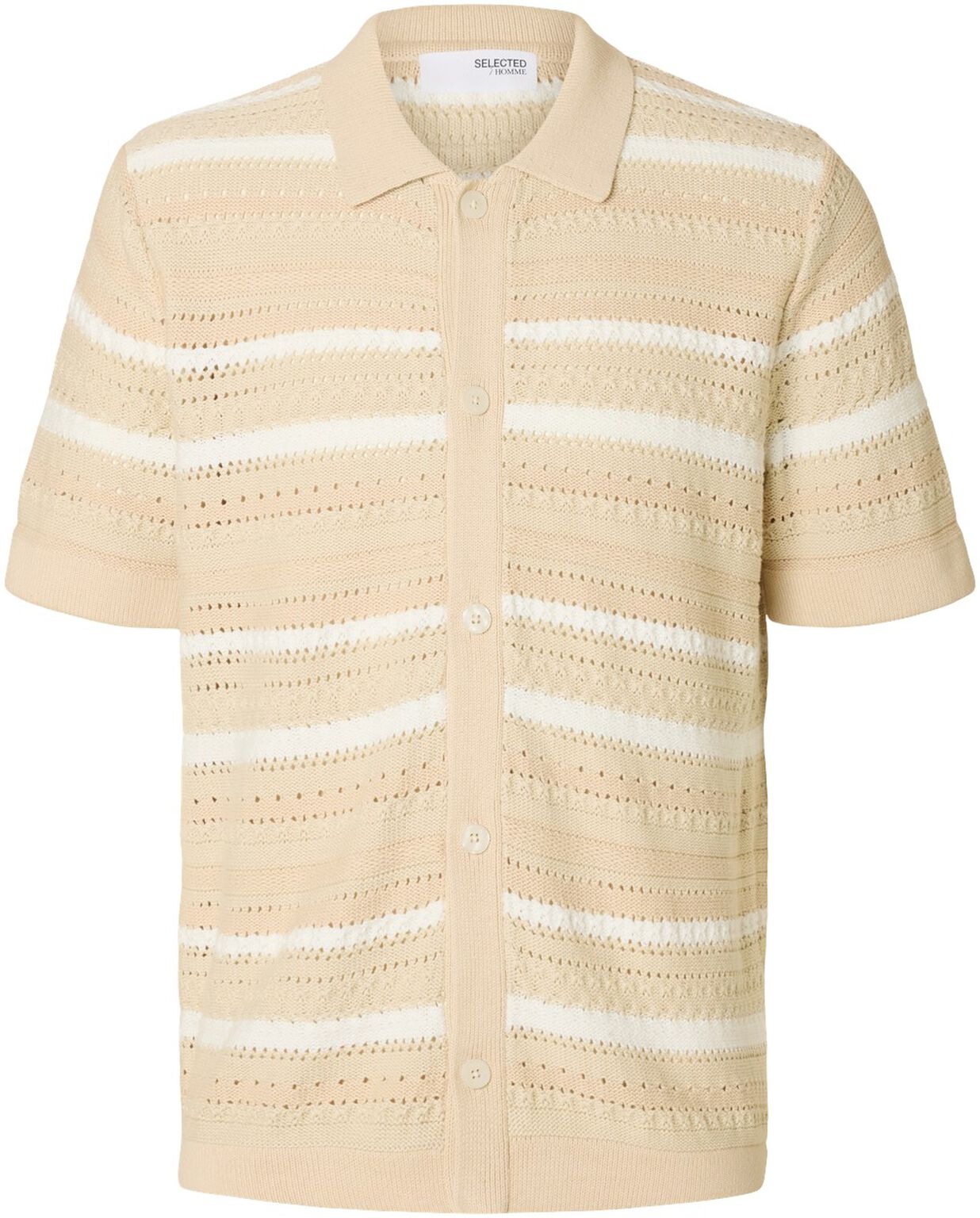 SELECTED - SLHPALO SS KNIT CROCHET POLO CARDIGAN - Shirt