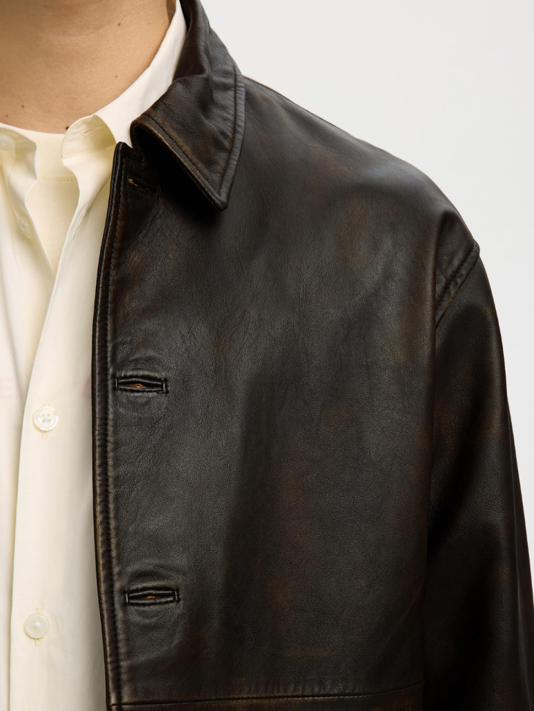 Selected - slhmorgan hotel amour leather blouson - outerwear