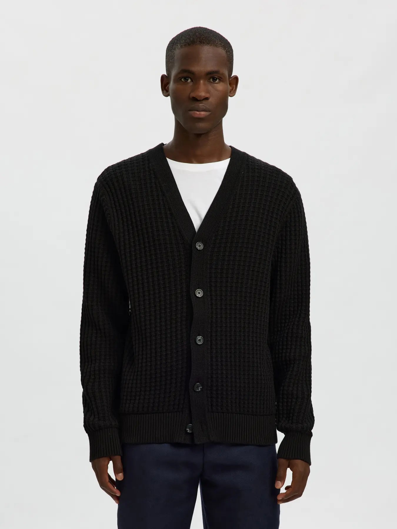 Selected - slhtom LS knit structure vneck cardigan - top