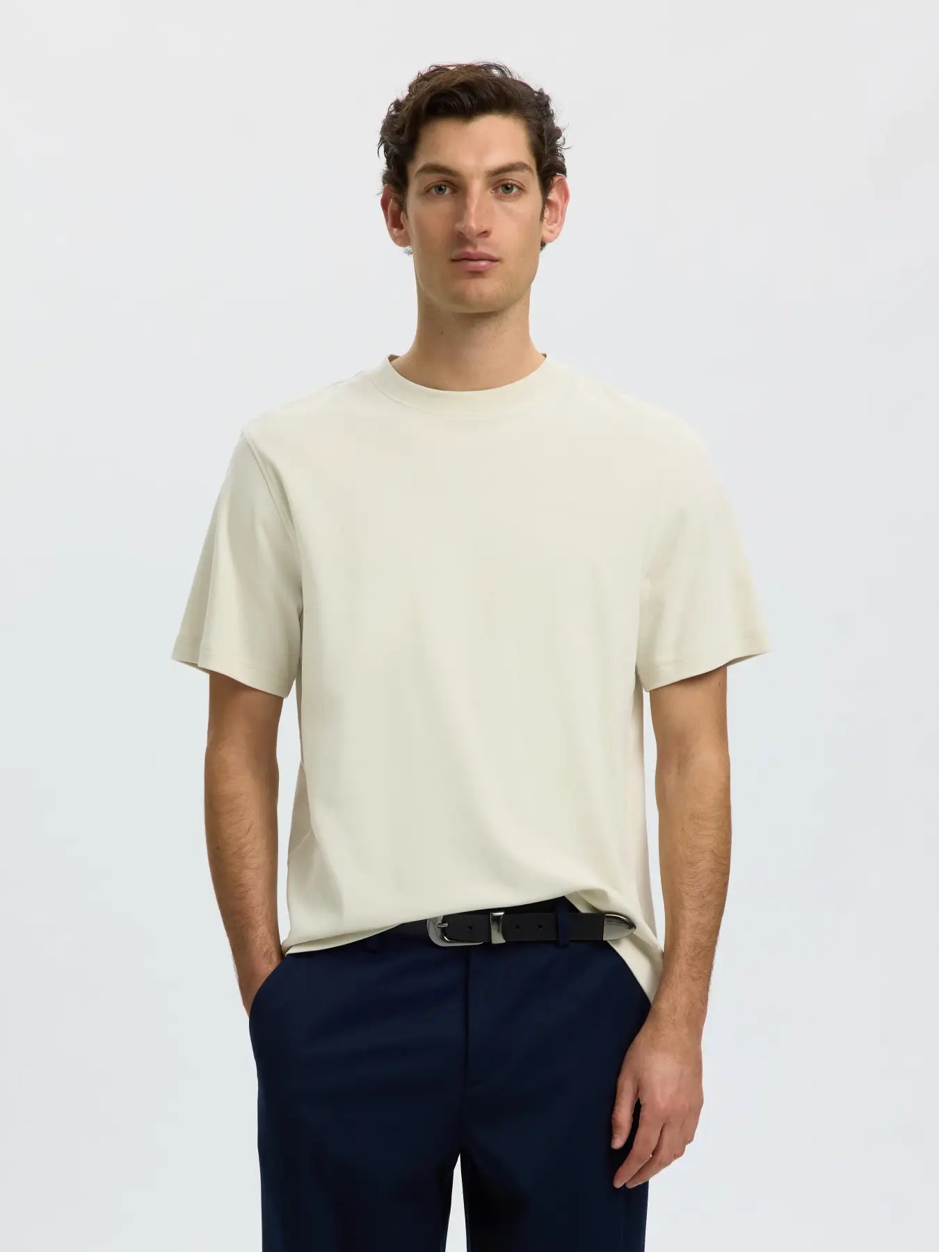 Selected- SLMTAJ MID WGT PEACH SS O-NECK TEE NOOS - T-shirt