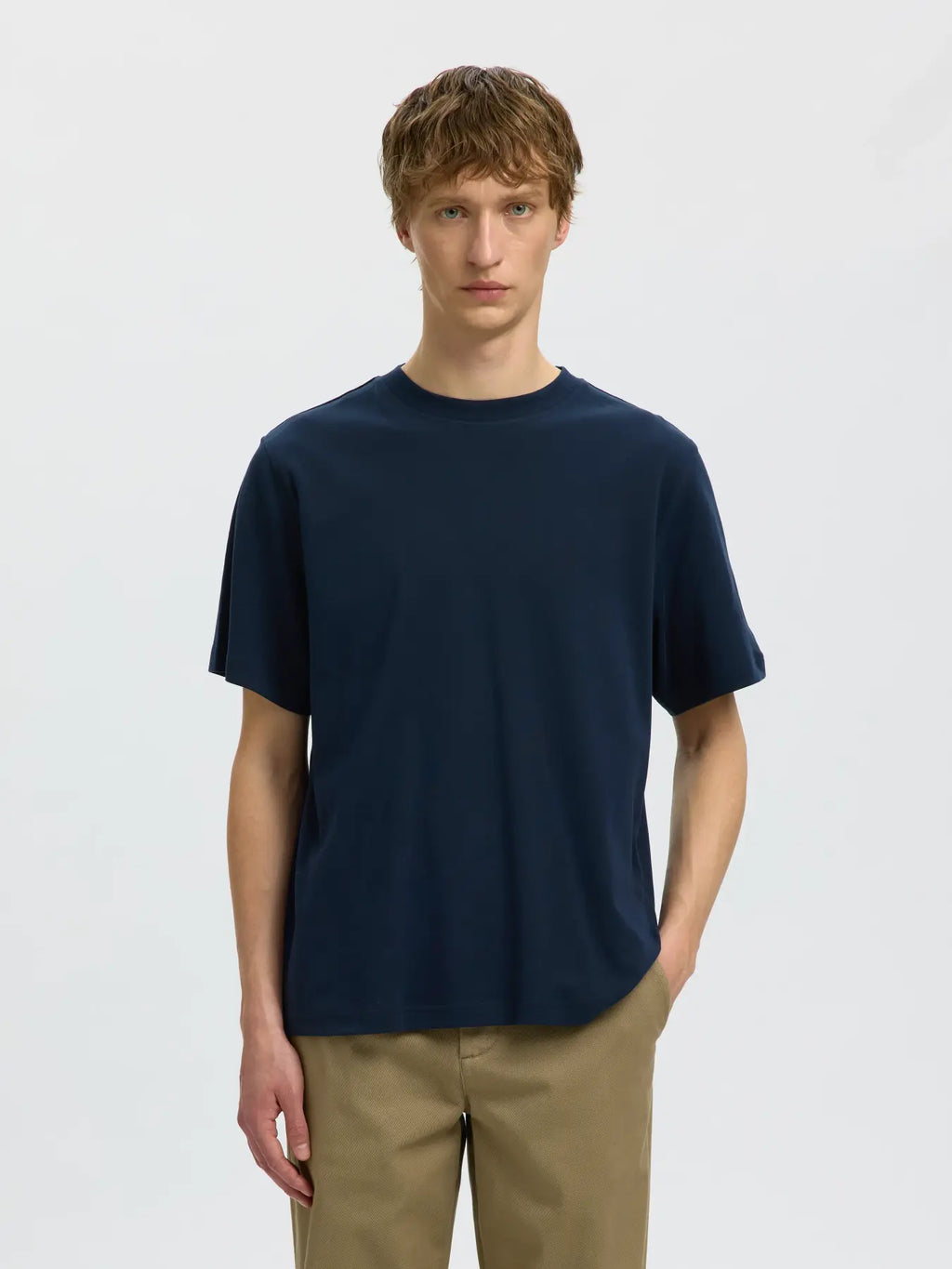 Selected- SLMTAJ MID WGT PEACH SS O-NECK TEE NOOS - T-shirt