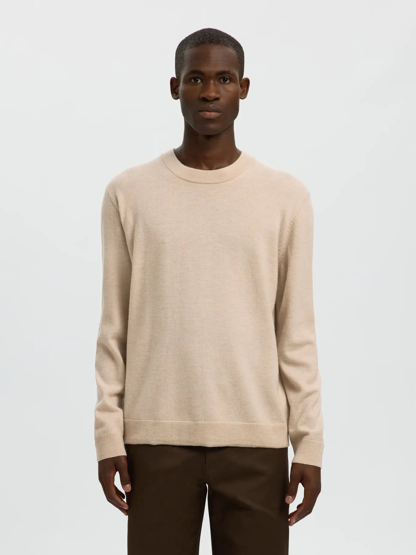 SELECTED - SLHTRAY Merino Brushed Relaxed Crew NOOS Top
