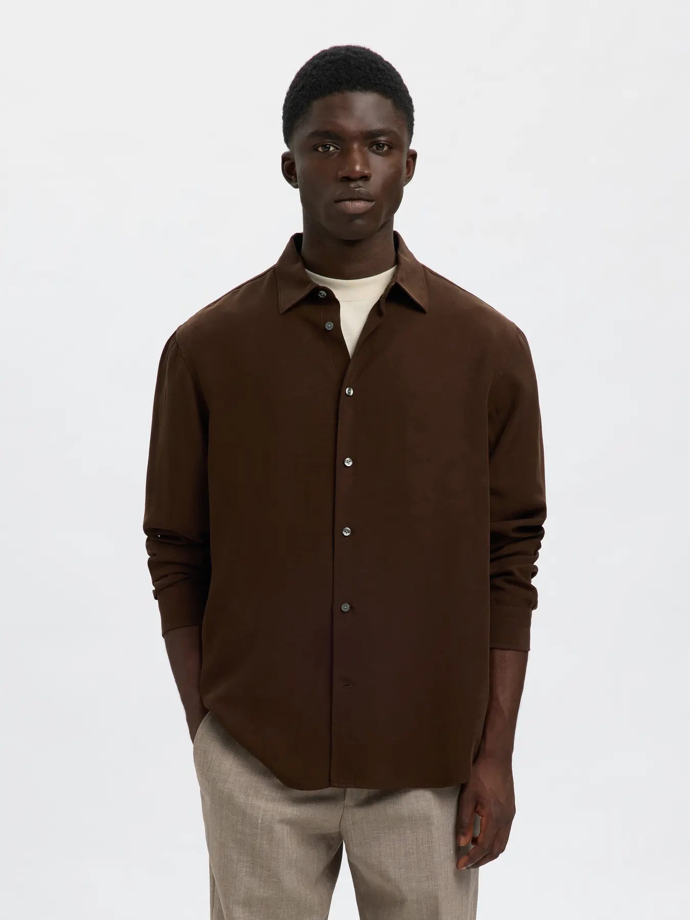SELECTED - SLHRLXCHARLIE TENCEL SLUB LS SHIRT