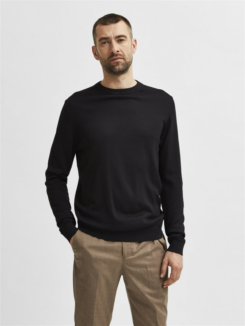 Slhtown Merino Coolmax Knit Crew Noos - Top
