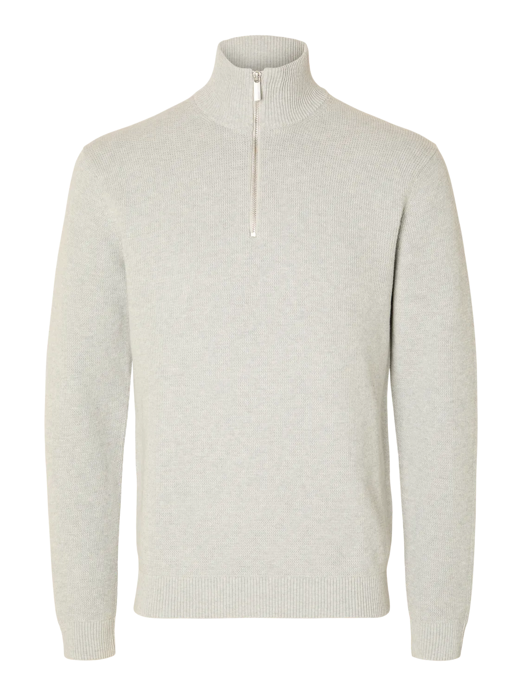 SLHDANE LS KNIT STRUCTURE HALF ZIP NOOS - Light Grey - Top