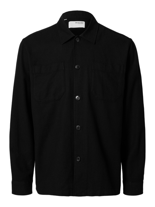 SLH Brody Linen Overshirt Black