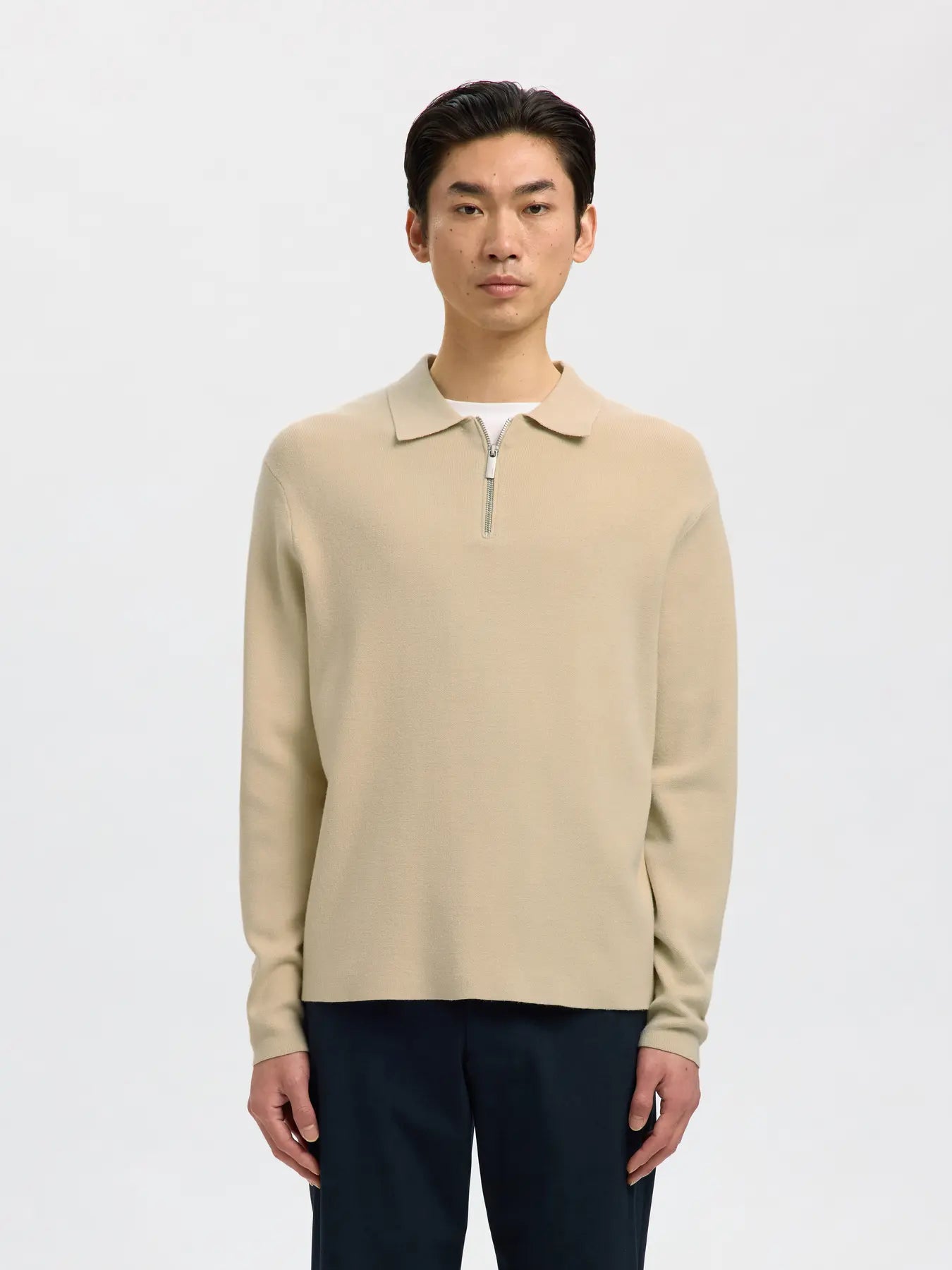 SELECTED - SLHTELLER FN RELAXED HALF ZIP POLO NOOS Top