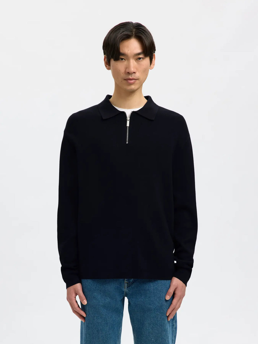 SELECTED - SLHTELLER FN RELAXED HALF ZIP POLO NOOS Top